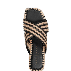 Marc Fisher Nylie Flat Sandal | Natural/Black