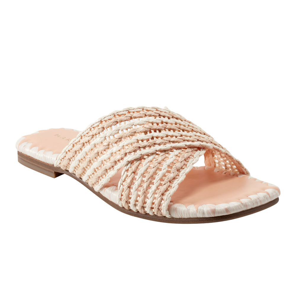 Marc Fisher Nylie Flat Sandal | Natural/White