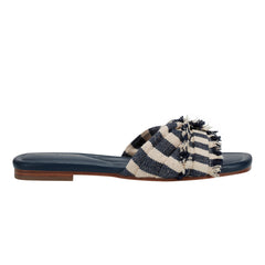 Marc Fisher Orbit Flat Sandal | Navy Stripe
