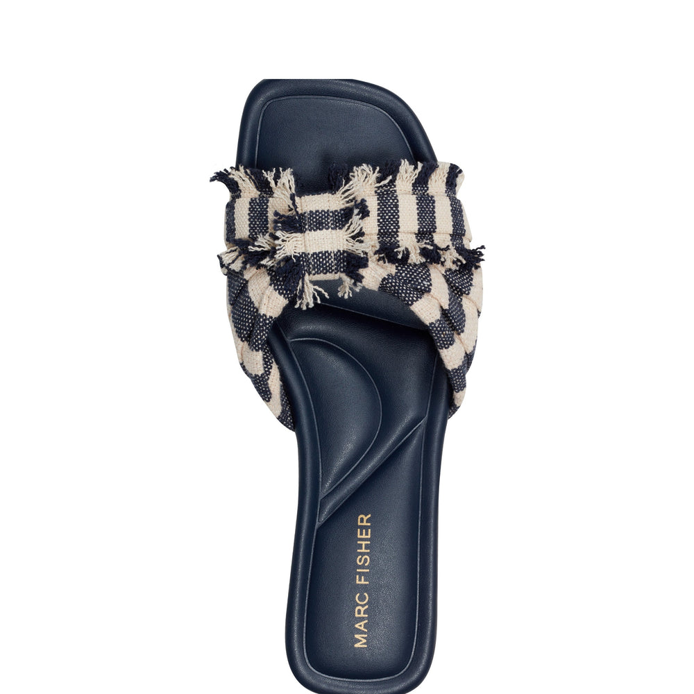 Marc Fisher Orbit Flat Sandal | Navy Stripe