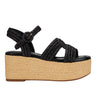 Marc Fisher Payley Platform Wedge Sandal | Black Raffia