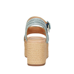 Marc Fisher Payley Platform Wedge Sandal | Light Blue Raffia