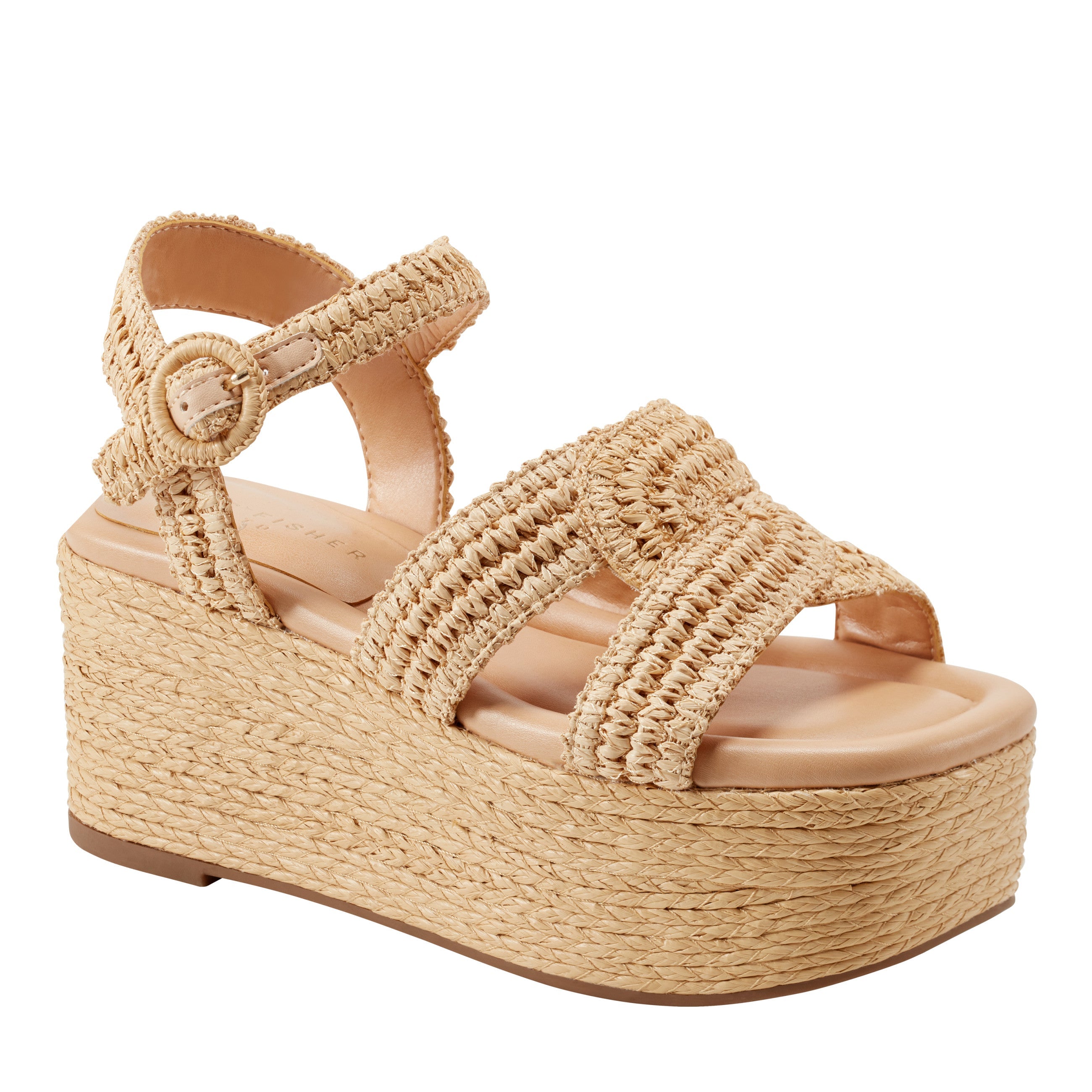 Marc Fisher Payley Platform Wedge Sandal | Natural Raffia