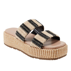 Marc Fisher Pelma Flatform Sandal | Black Stripe