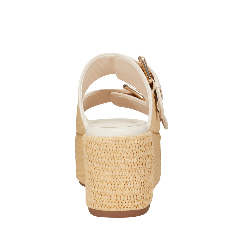 Marc Fisher Poppy Platform Slide Sandal | Light Natural/Ivory Raffia