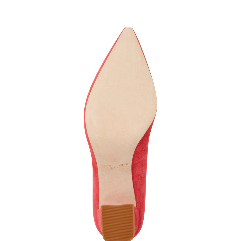 Marc Fisher Zala Block Heel Pointy Toe Pump | Medium Pink Suede