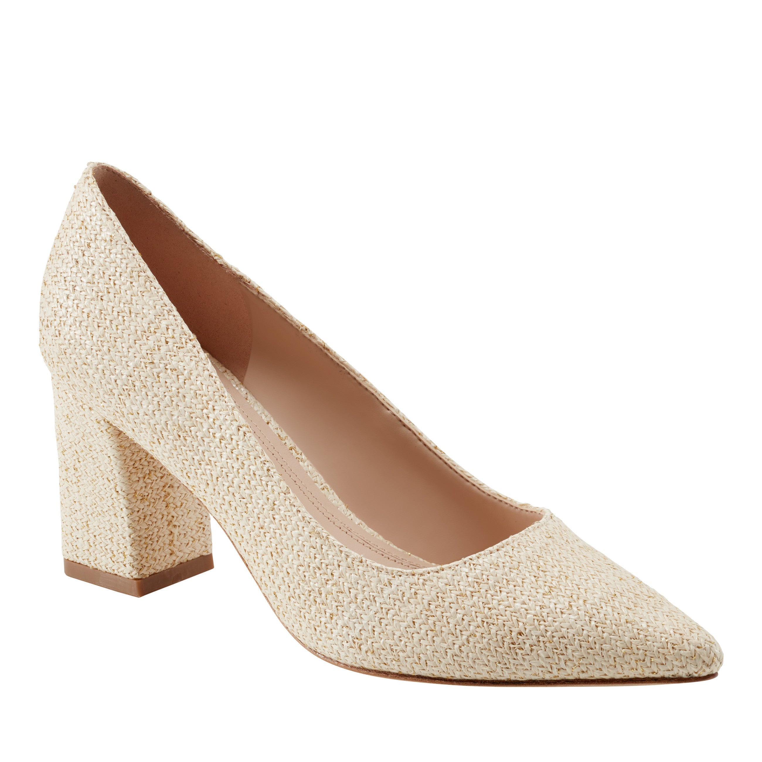 Marc Fisher Zala Block Heel Pointy Toe Pump | Natural Raffia