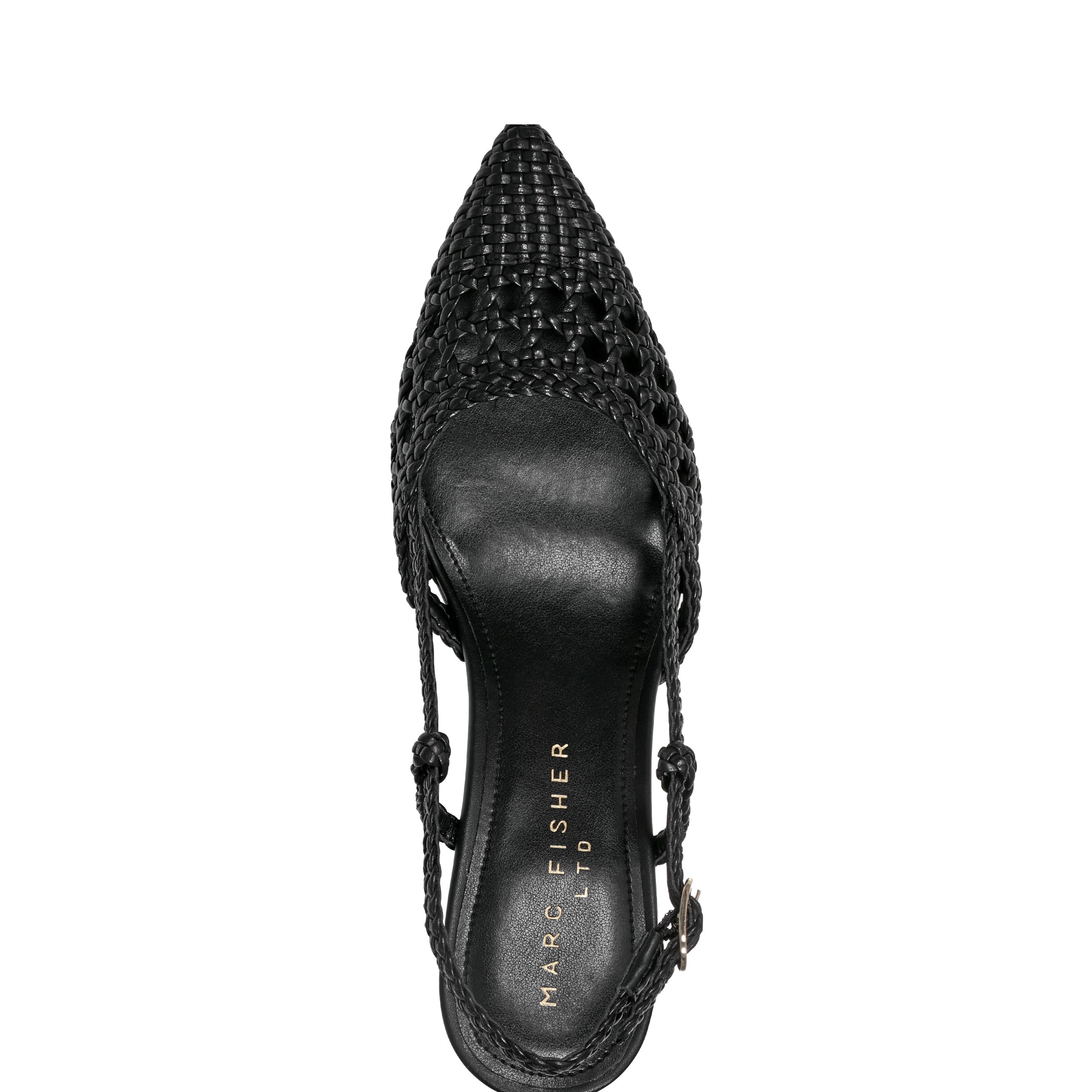 Marc Fisher Zunnie Block Heel Woven Slingback Pump | Black Leather