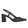 Marc Fisher Zunnie Block Heel Woven Slingback Pump | Black Leather