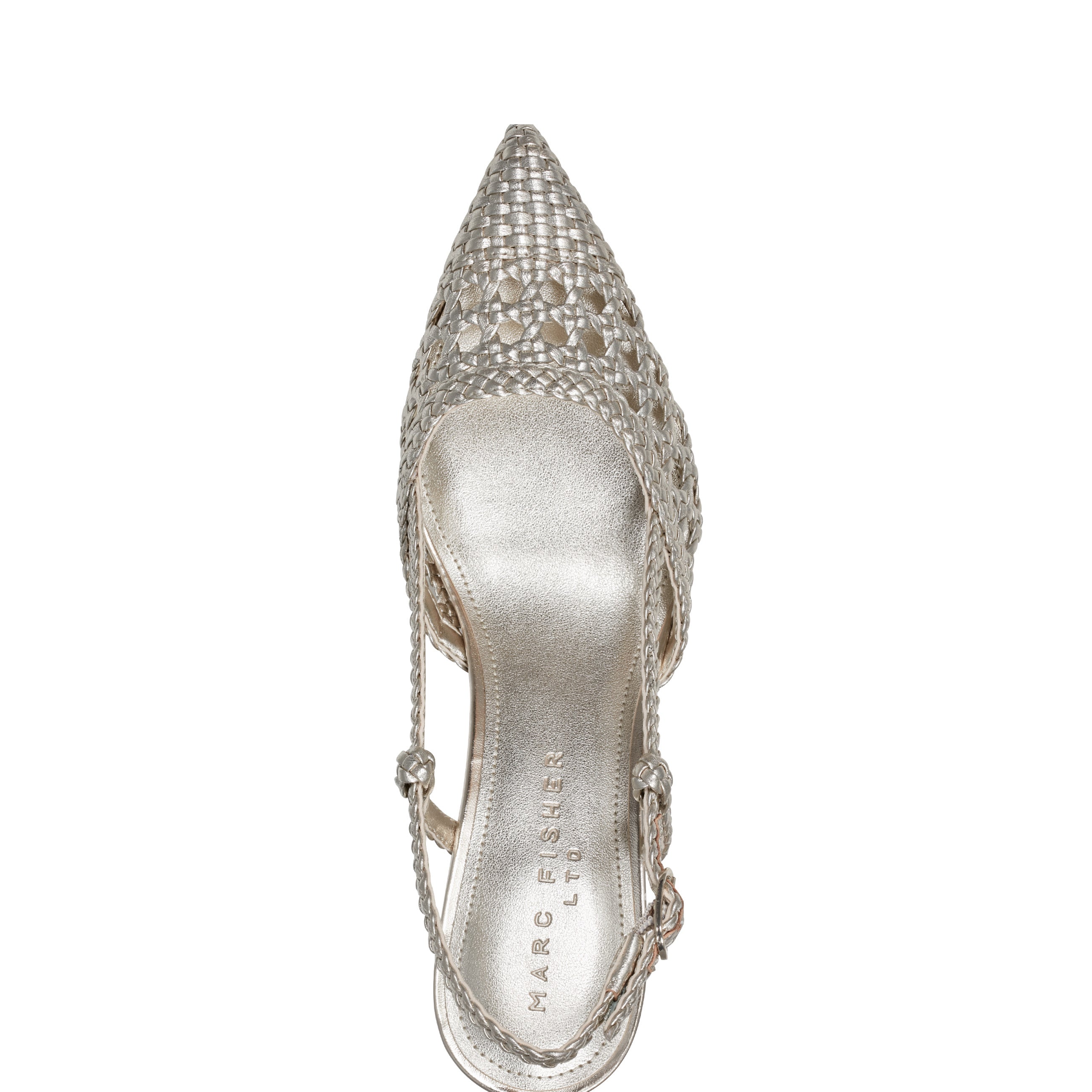 Marc Fisher Zunnie Block Heel Woven Slingback Pump | Platino Leather