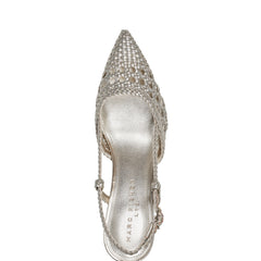 Marc Fisher Zunnie Block Heel Woven Slingback Pump | Platino Leather