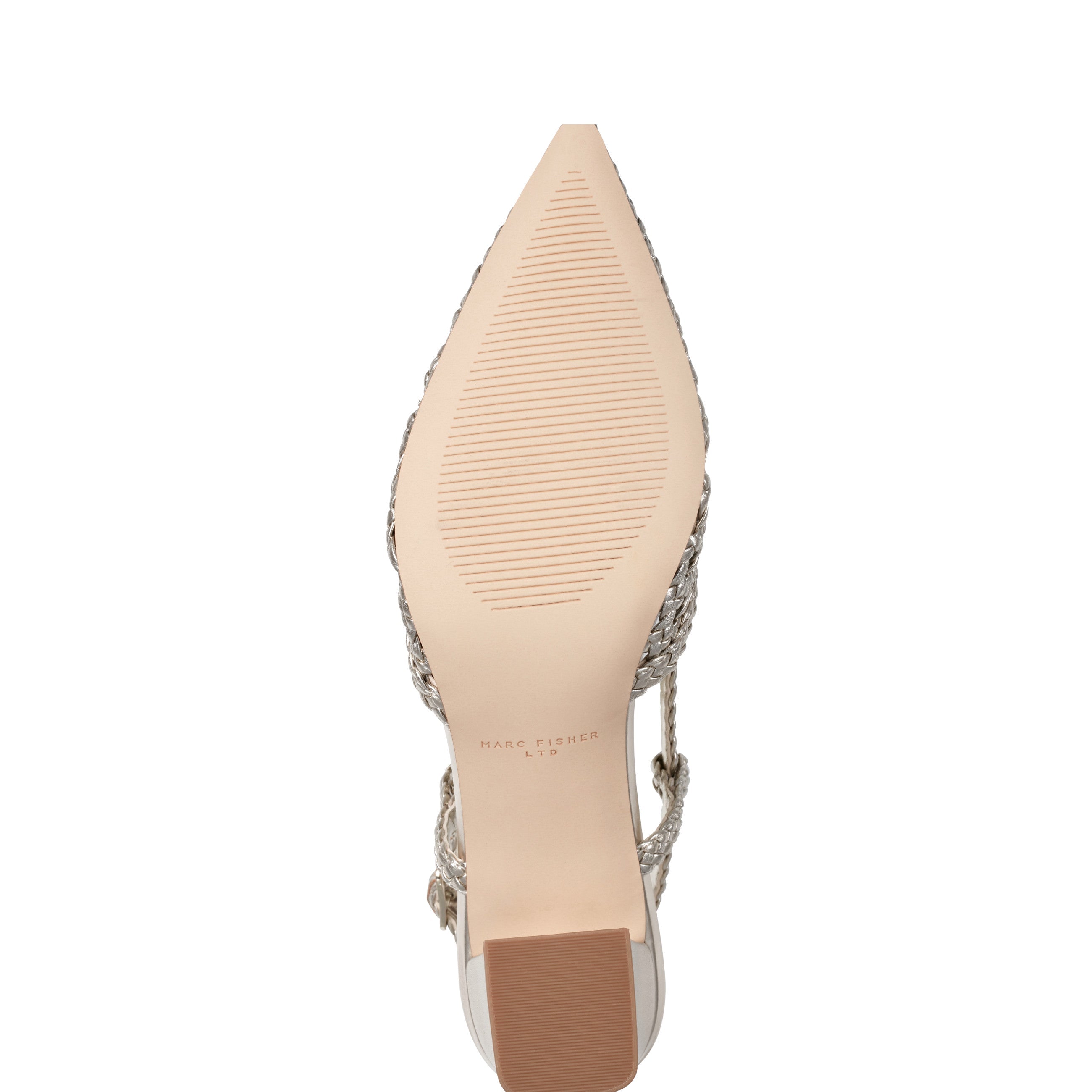 Marc Fisher Zunnie Block Heel Woven Slingback Pump | Platino Leather
