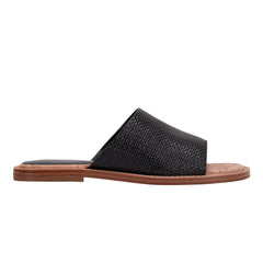 Marc Fisher Grayce Flat Slide Sandal | Black Raffia