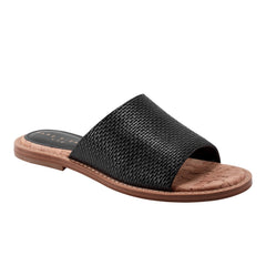 Marc Fisher Grayce Flat Slide Sandal | Black Raffia