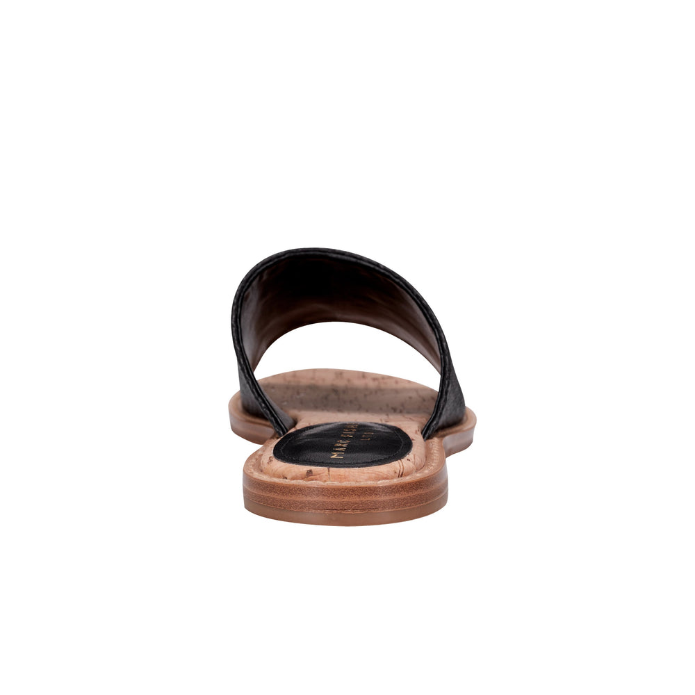 Marc Fisher Grayce Flat Slide Sandal | Black Raffia