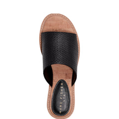 Marc Fisher Grayce Flat Slide Sandal | Black Raffia