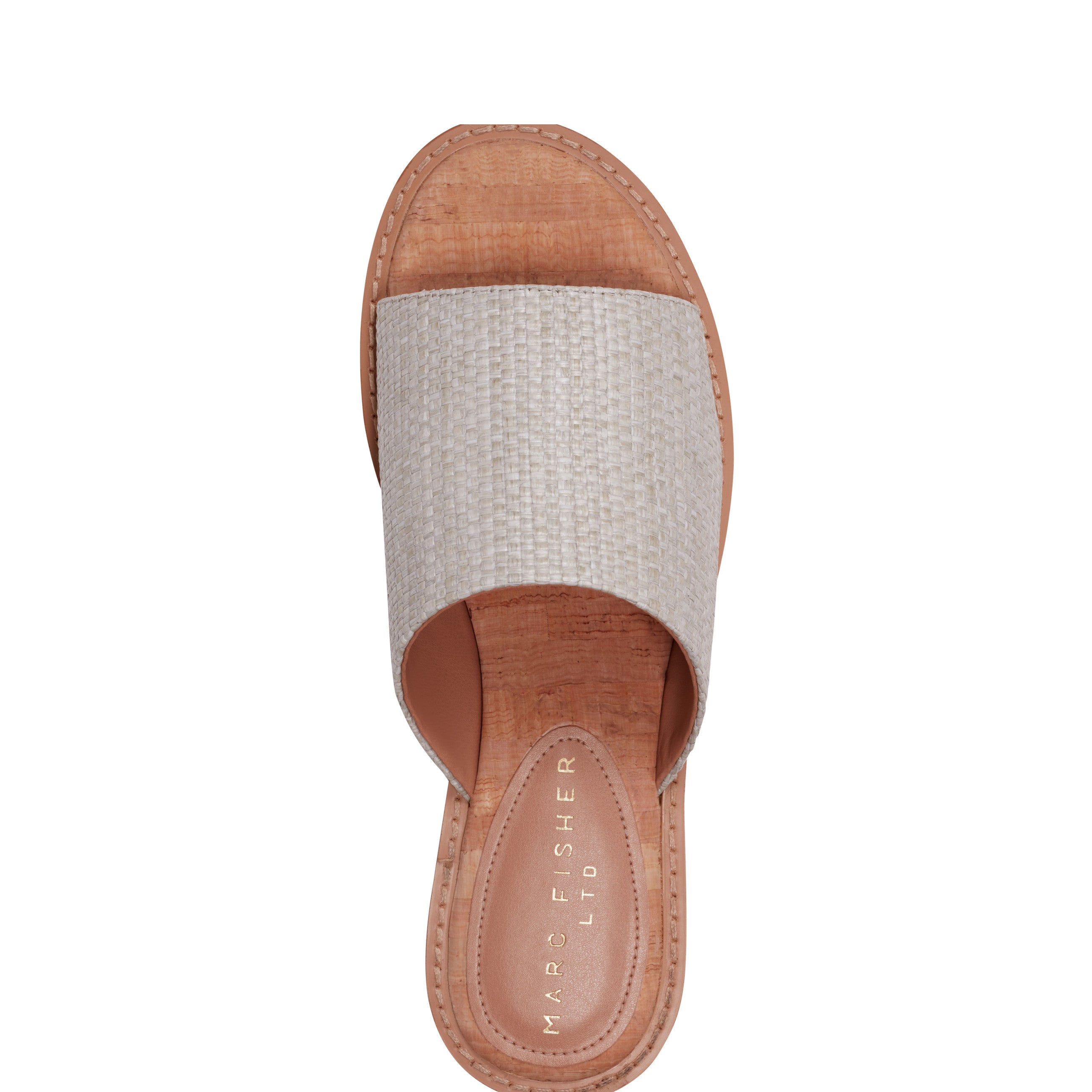 Marc Fisher Grayce Flat Slide Sandal | Light Grey Raffia