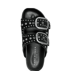 Marc Fisher Sayge Footbed Studded Sandal | Black Suede