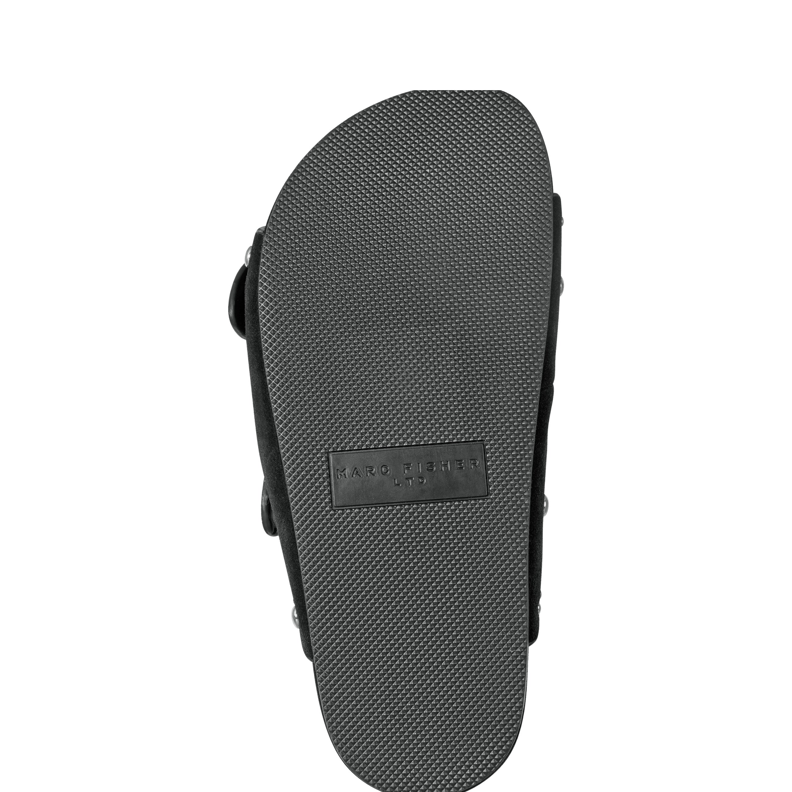 Marc Fisher Sayge Footbed Studded Sandal | Black Suede