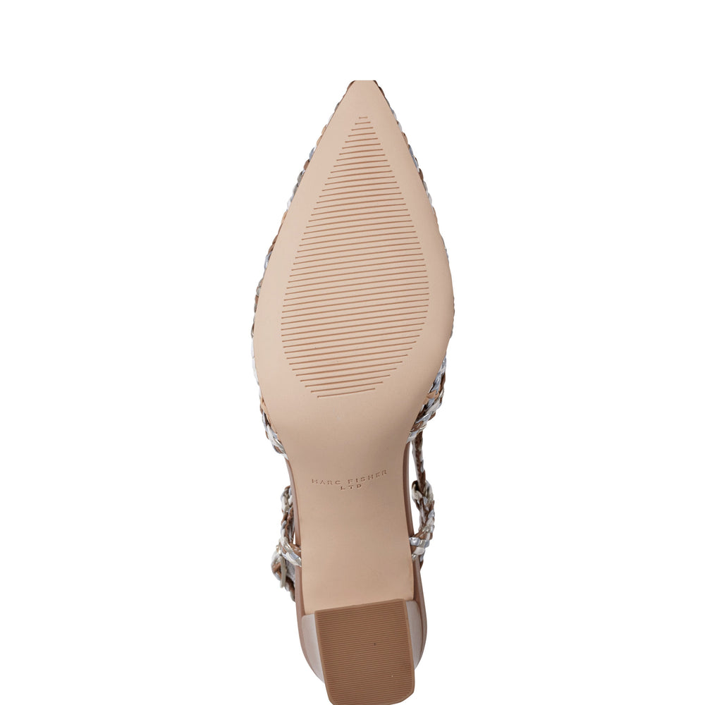 Marc Fisher Zunnie Block Heel Woven Slingback Pump | Natural Multi Leather