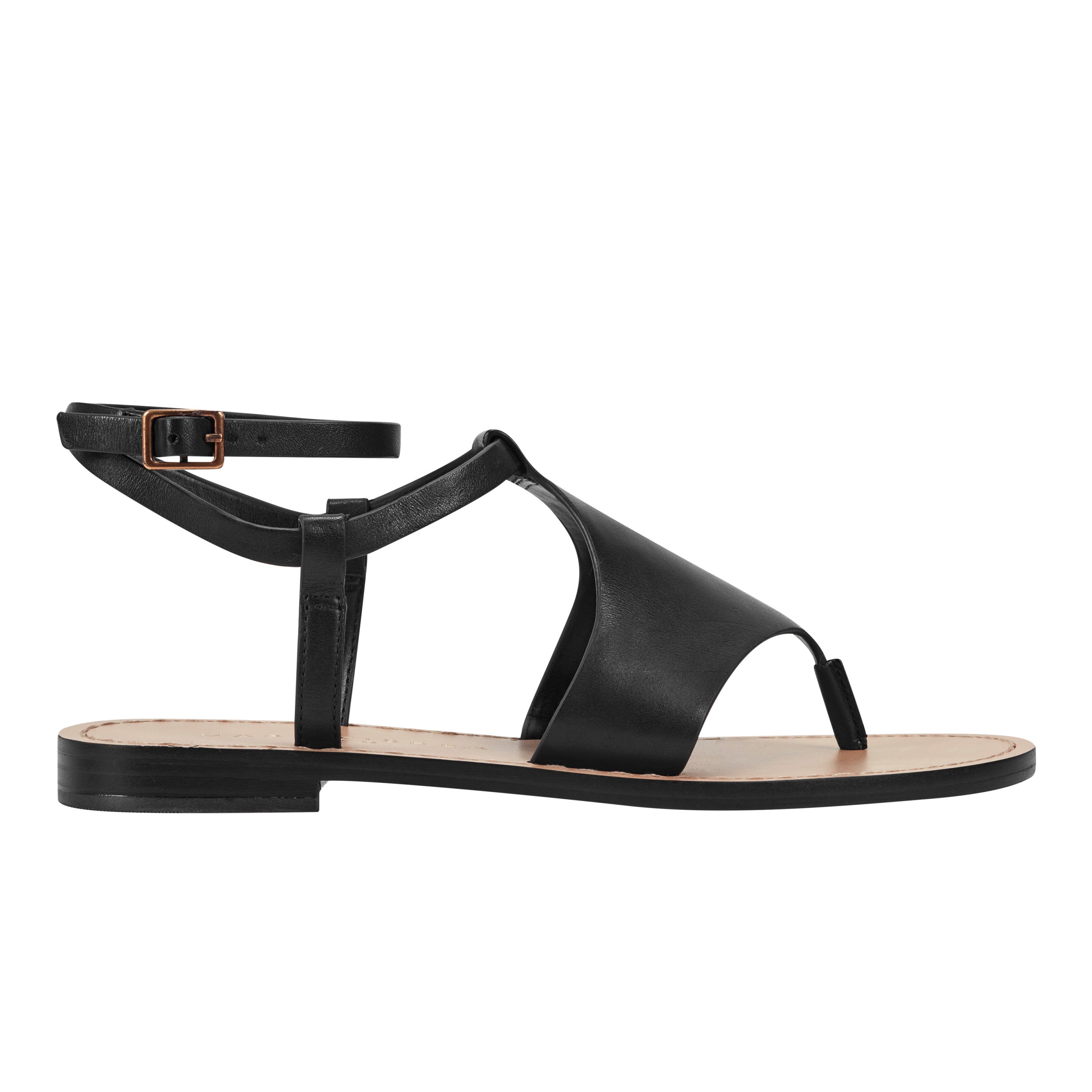 Marc Fisher Lille Thong Flat Sandal | Black Leather