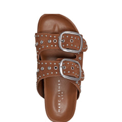 Marc Fisher Sayge Footbed Studded Sandal | Brown Suede