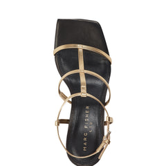 Marc Fisher Dennie Strappy Dress Sandal | Gold/Black Patent
