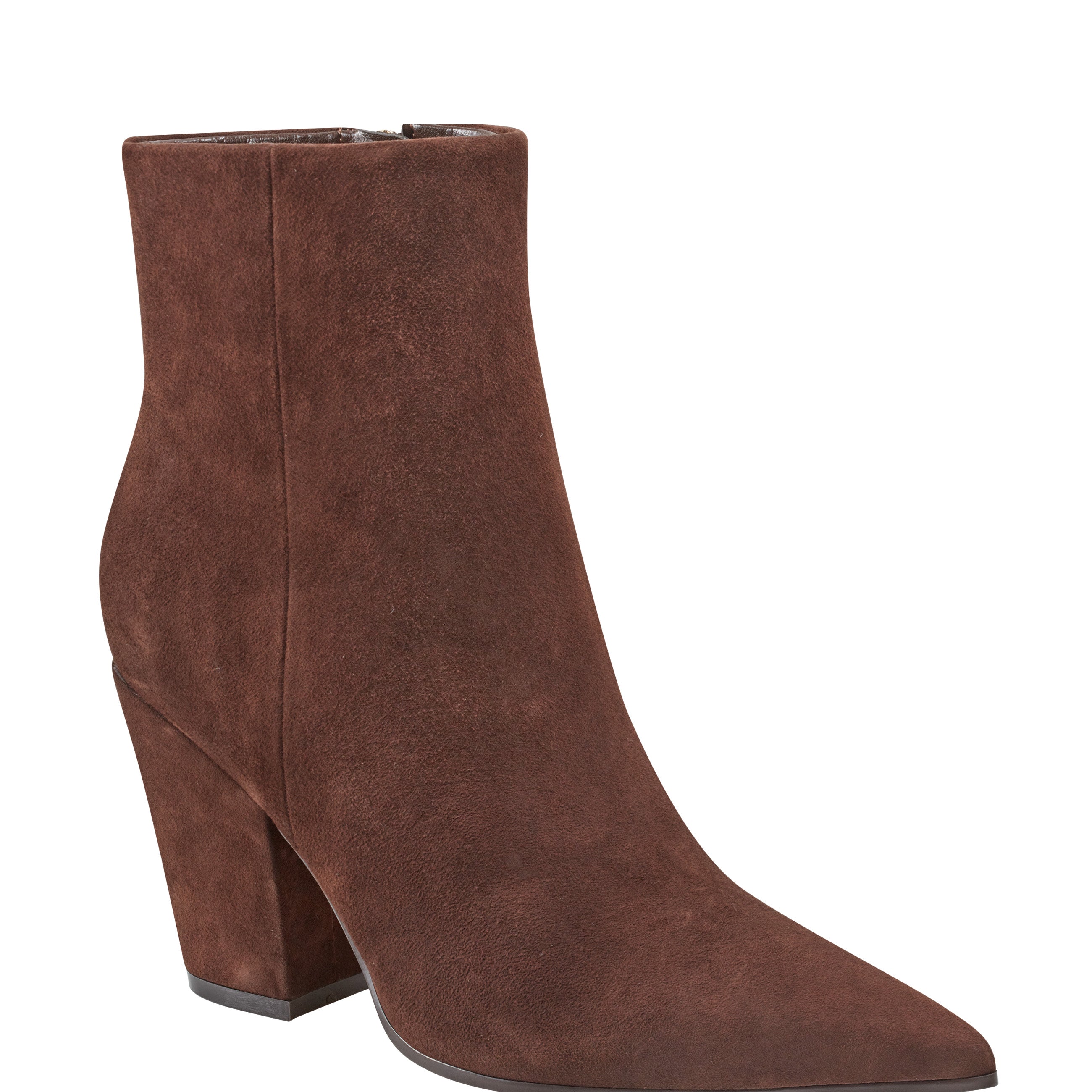 Marc Fisher Elynna Block Heel Bootie | Dark Brown Suede