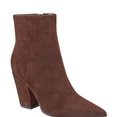 Marc Fisher Elynna Block Heel Bootie | Dark Brown Suede