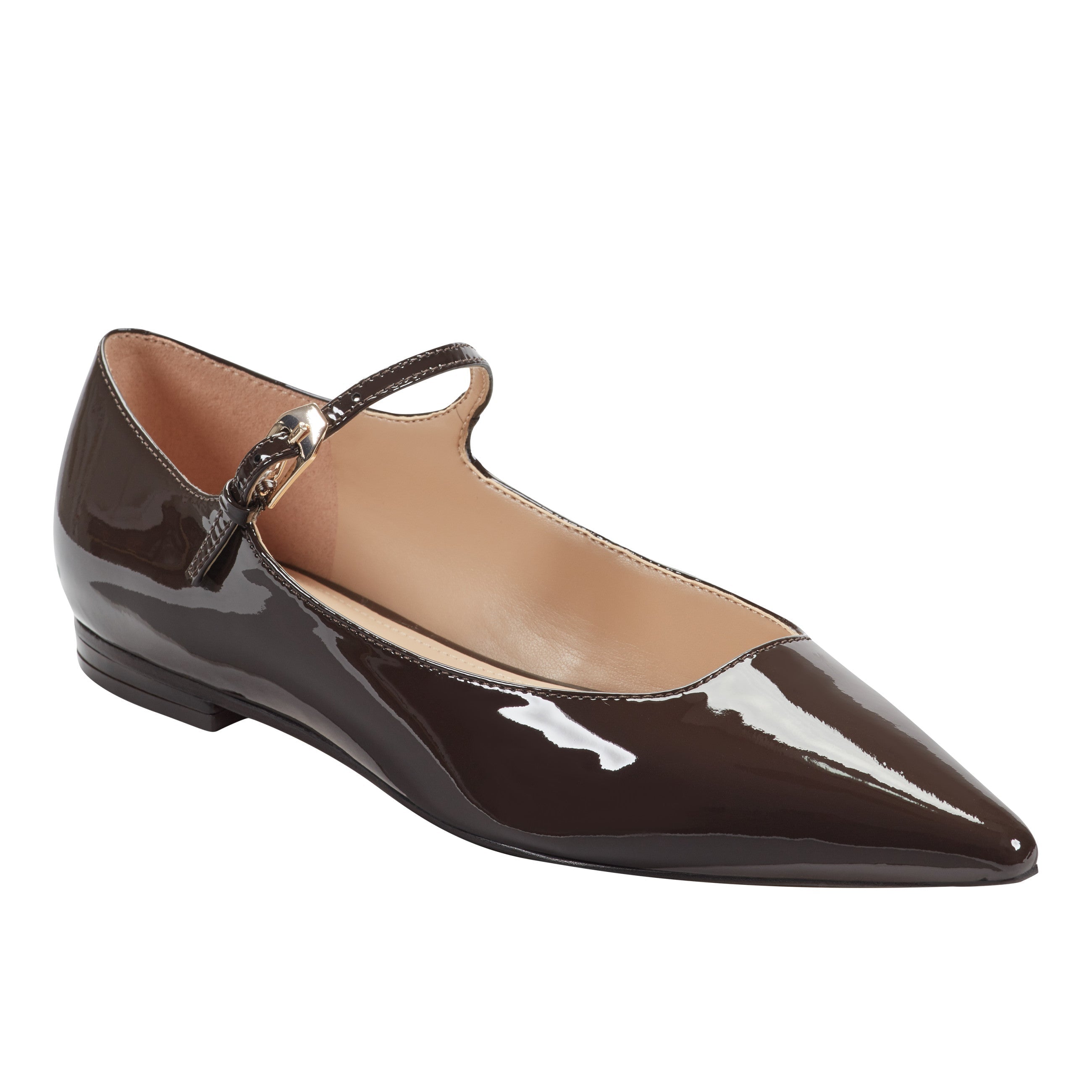 Marc Fisher Trella Mary Jane Flat | Brown Patent Leather