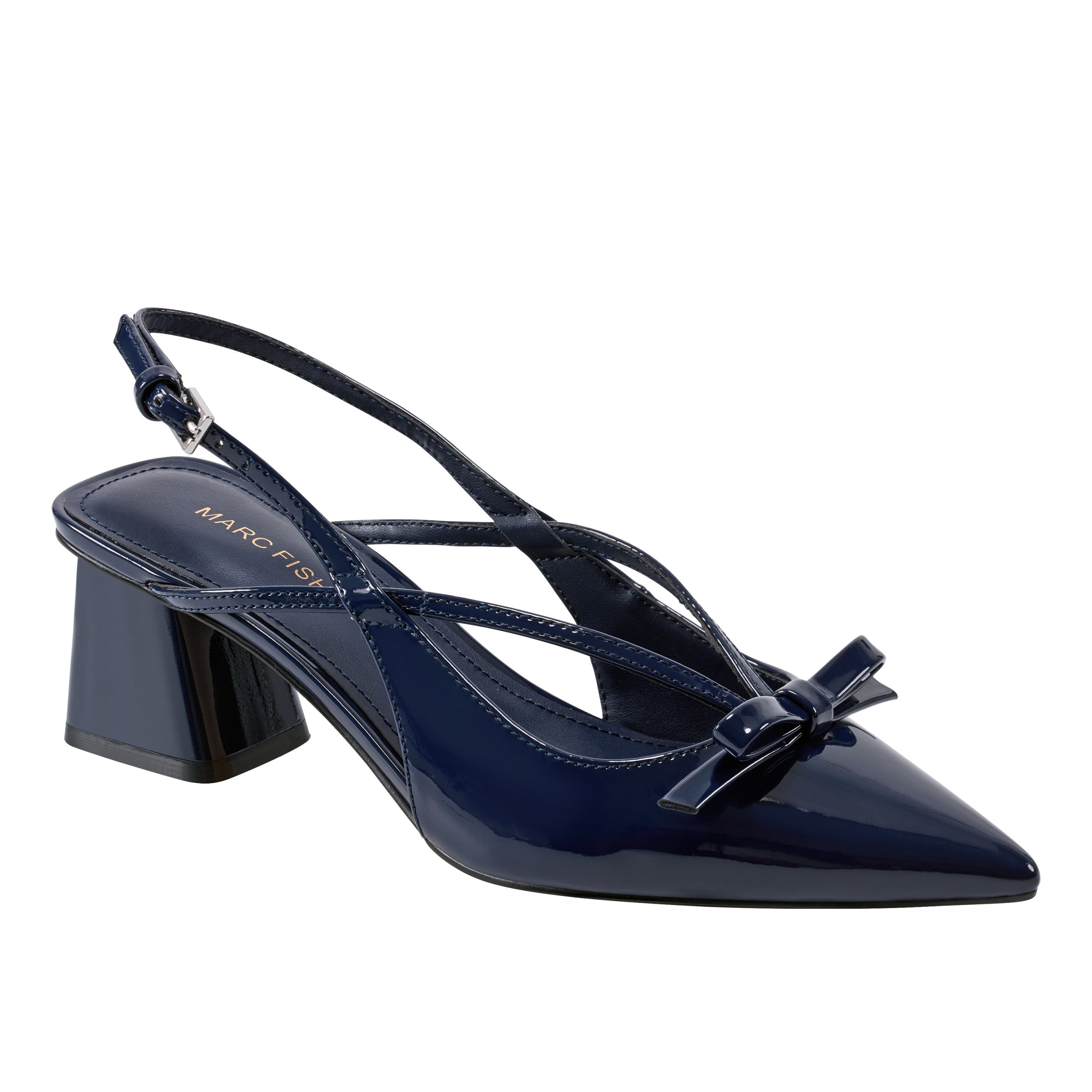 Marc Fisher Laily Bow Slingback Pump | Navy Patent