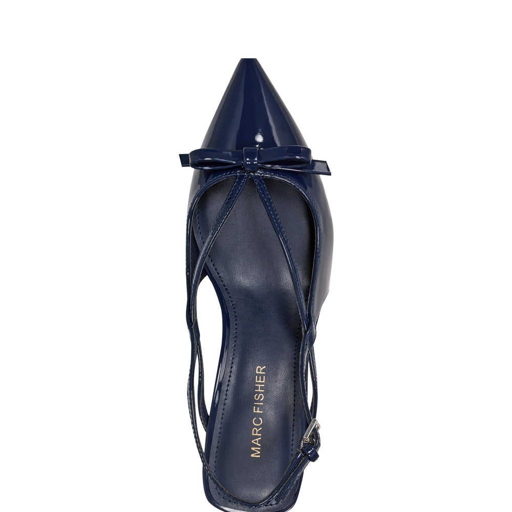 Marc Fisher Laily Bow Slingback Pump | Navy Patent