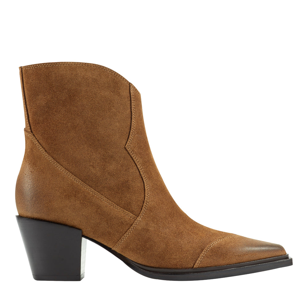 Marc Fisher Giulie Western Ankle Bootie | Natural Suede