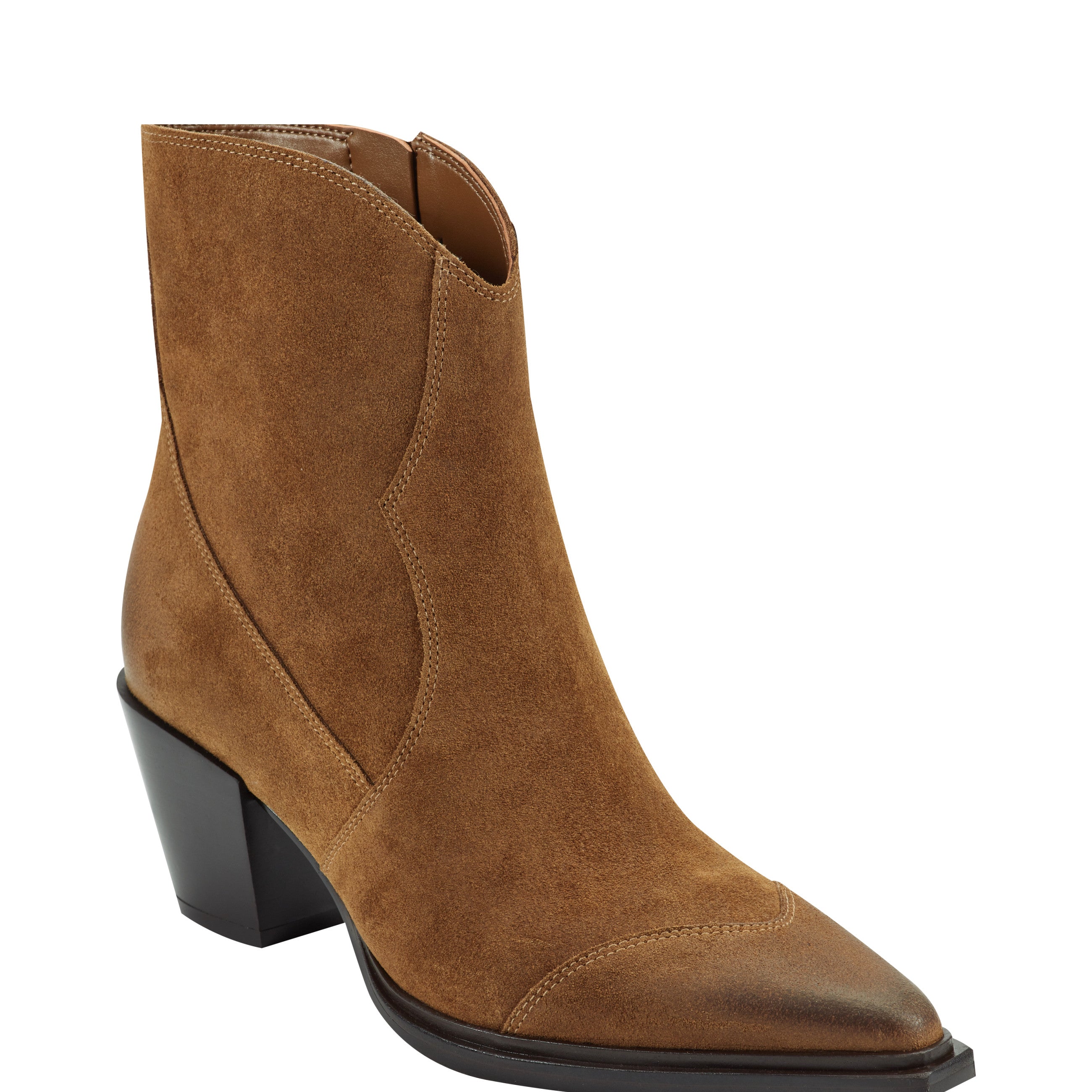 Marc Fisher Giulie Western Ankle Bootie | Natural Suede
