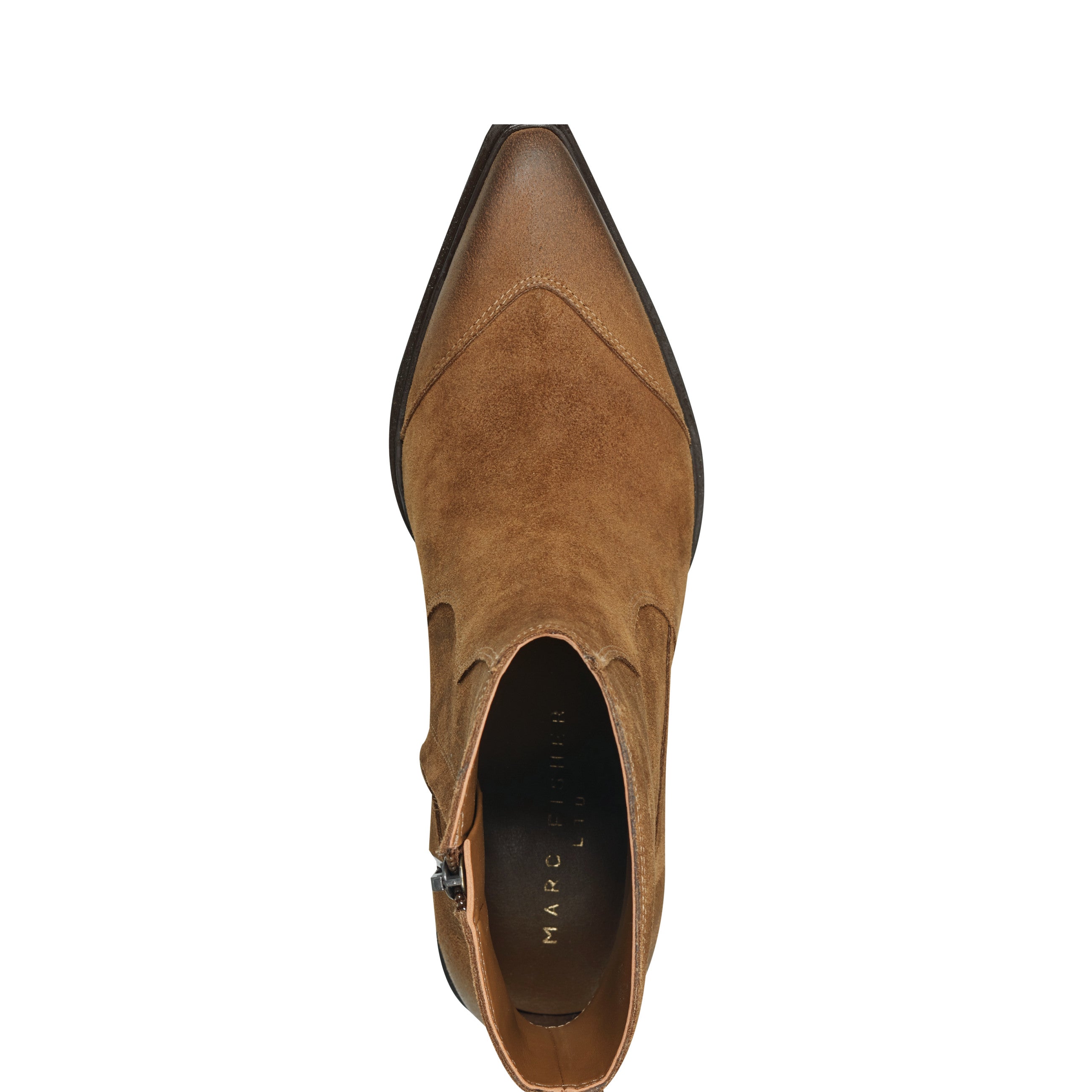 Marc Fisher Giulie Western Ankle Bootie | Natural Suede