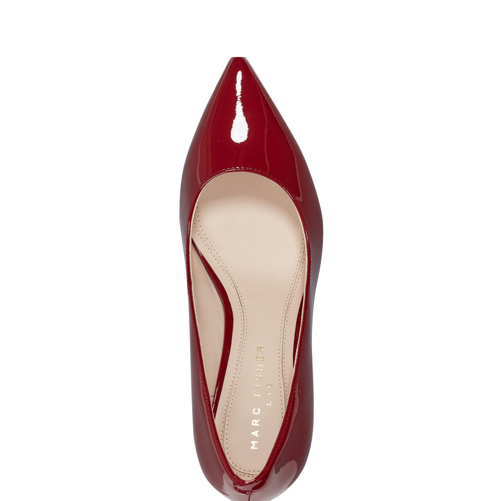 Marc Fisher Zala Block Heel Pointy Toe Pump | Red Patent Leather