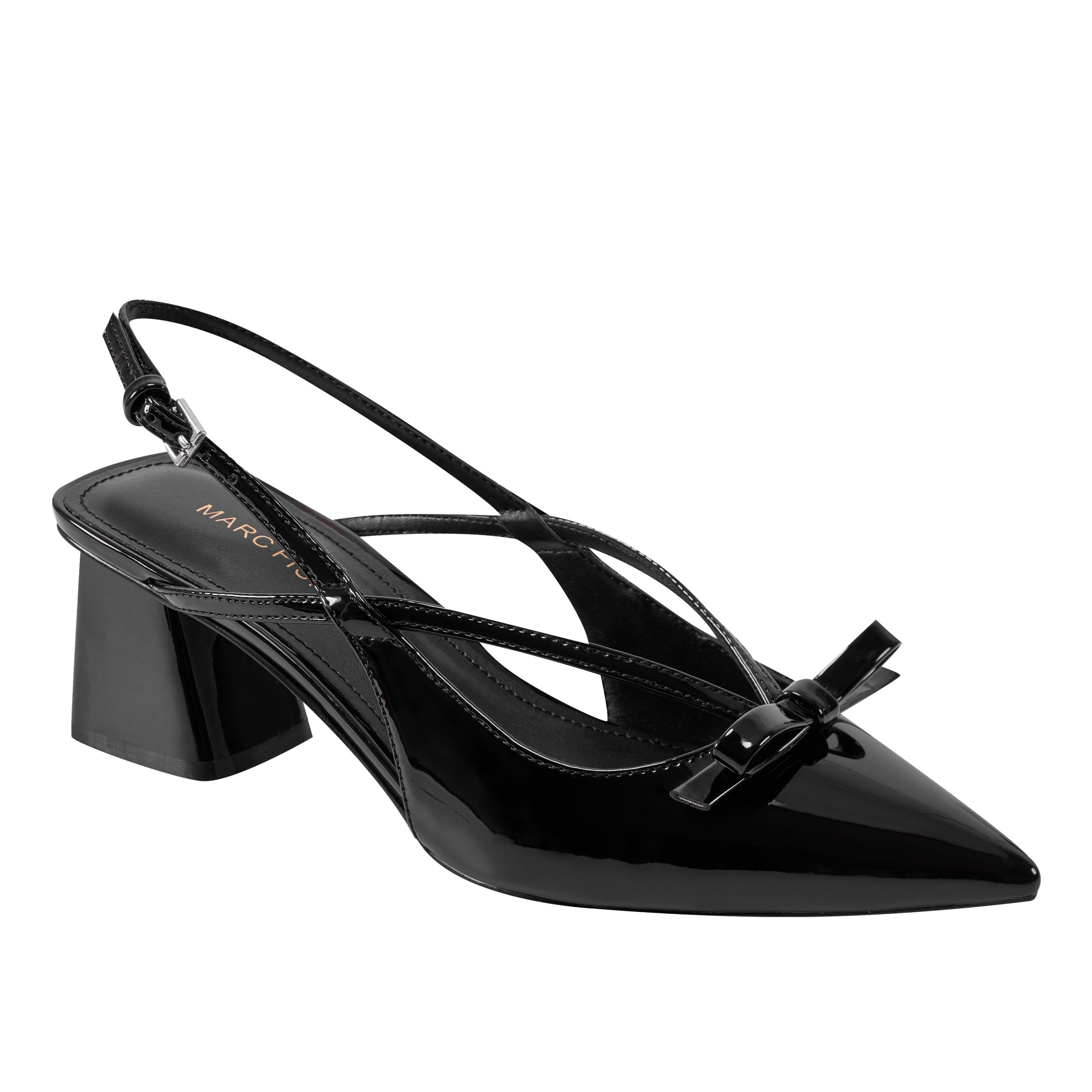 Marc Fisher Laily Bow Slingback Pump | Black Patent