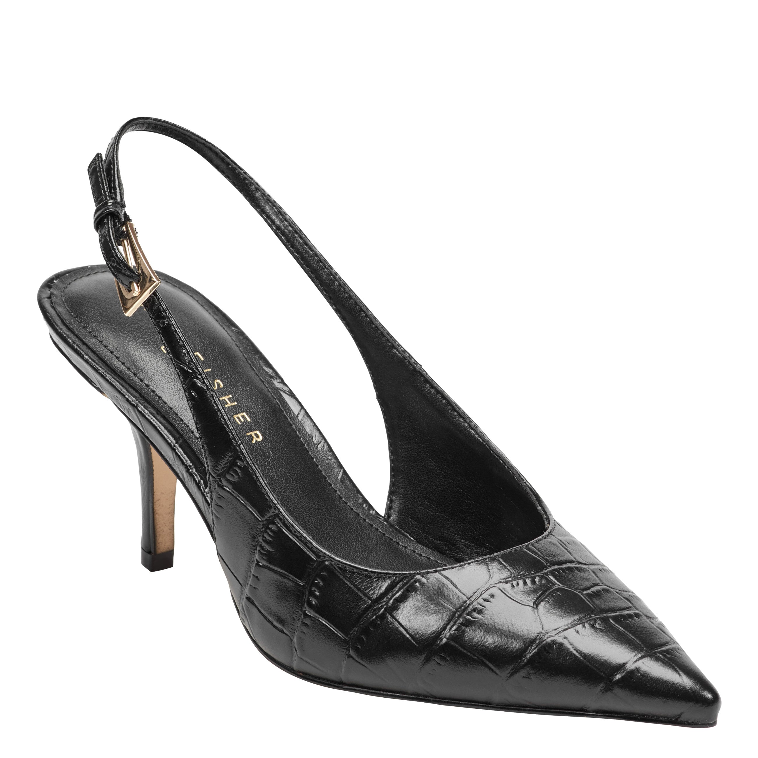 Marc Fisher Dorie Slingback Pump | Black Croco