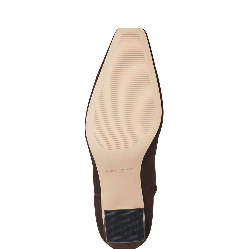 Marc Fisher Novella Block Heel Ankle Bootie | Dark Brown Suede