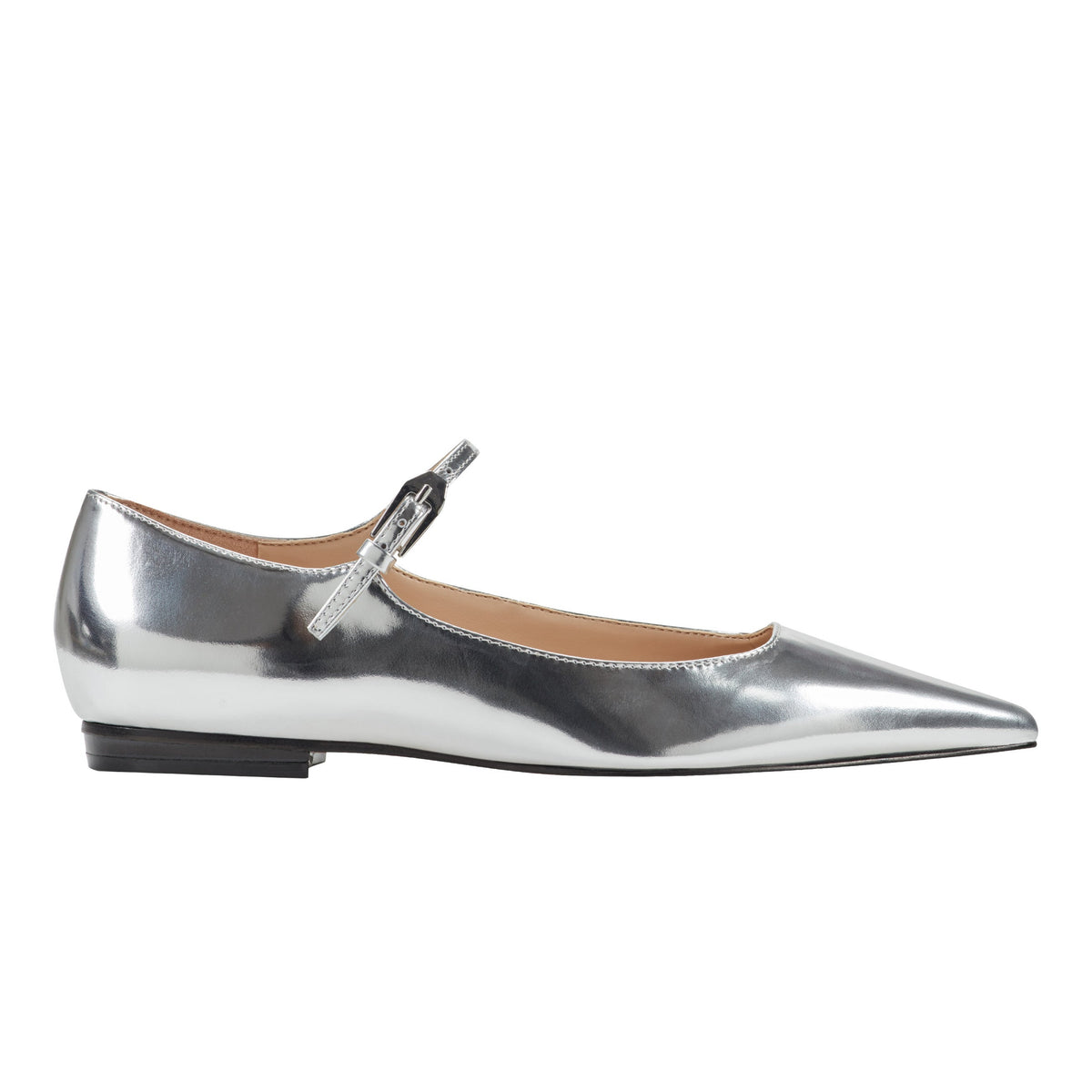 Marc Fisher Trella Mary Jane Flat | Silver Metallic