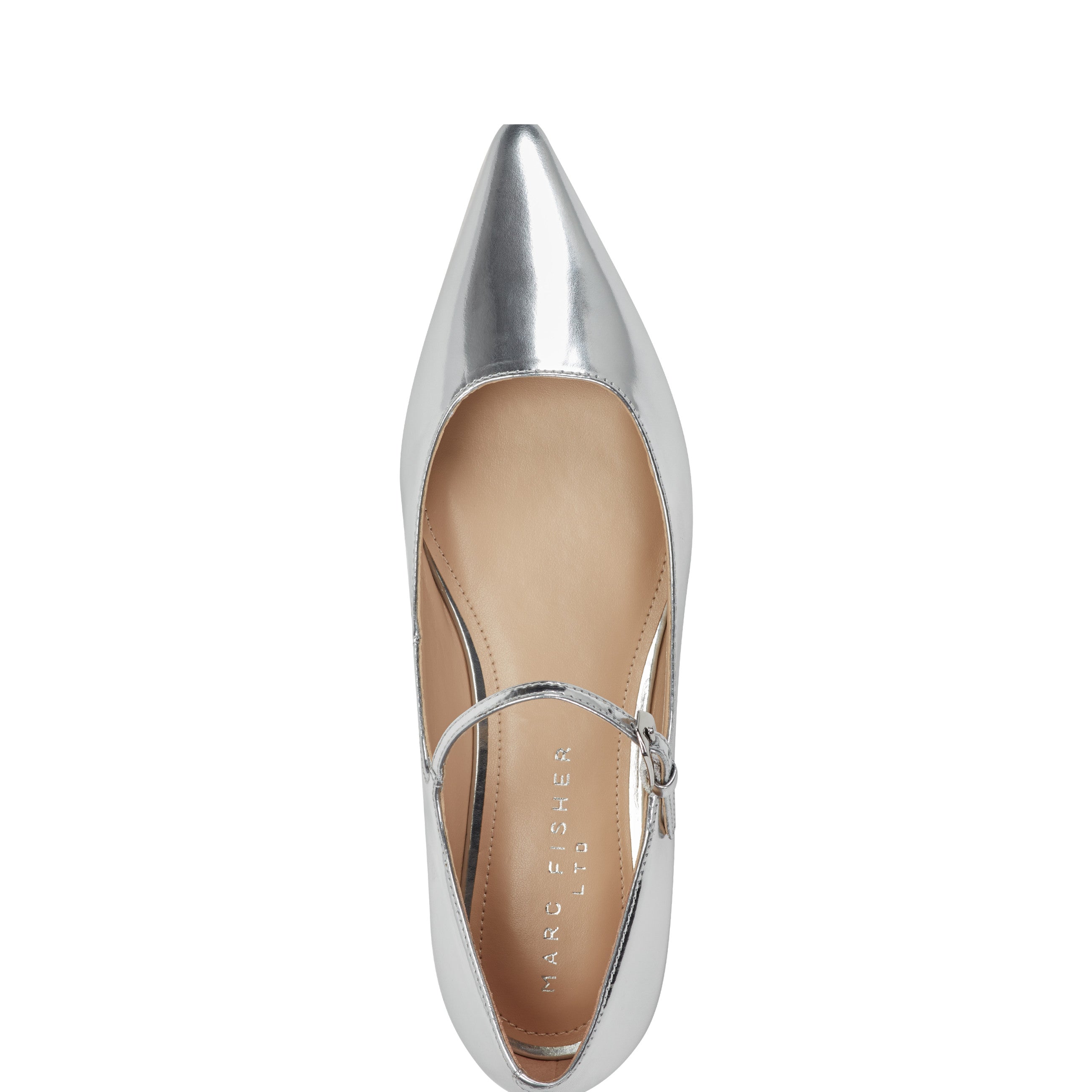 Marc Fisher Trella Mary Jane Flat | Silver Metallic