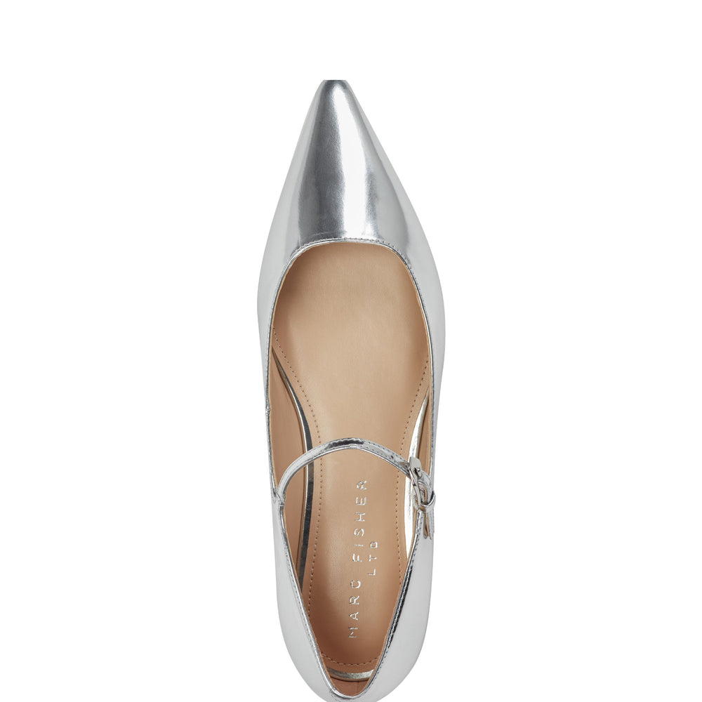 Marc Fisher Trella Mary Jane Flat | Silver Metallic