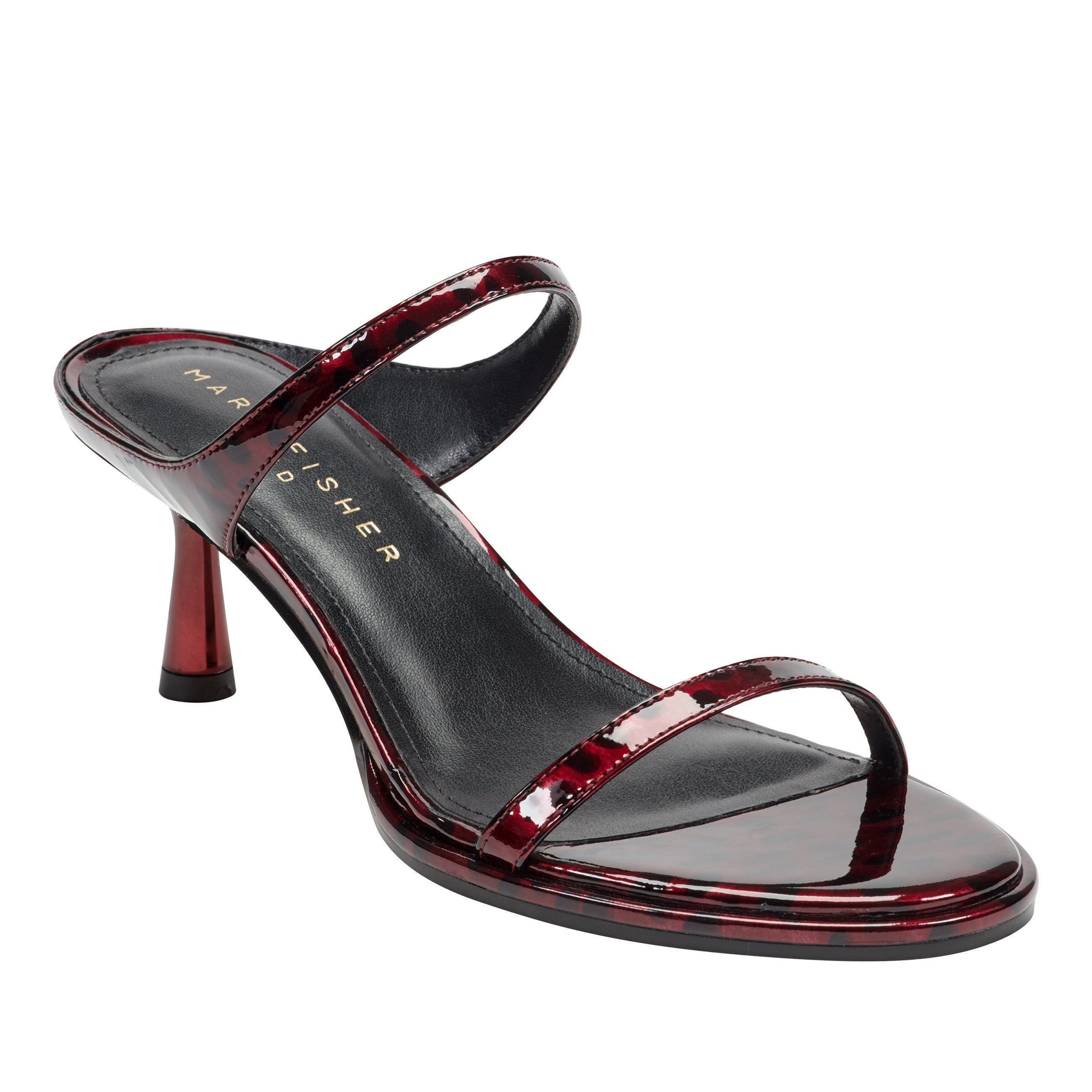 Marc Fisher Alonde Heeled Slide Sandal | Dark Red Patent Leather