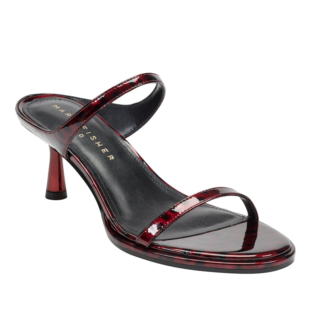 Marc Fisher Alonde Heeled Slide Sandal | Dark Red Patent Leather