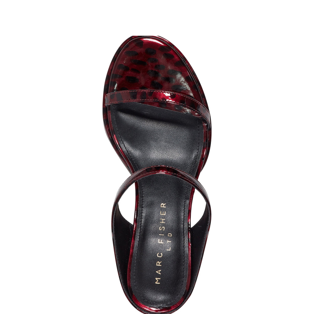 Marc Fisher Alonde Heeled Slide Sandal | Dark Red Patent Leather