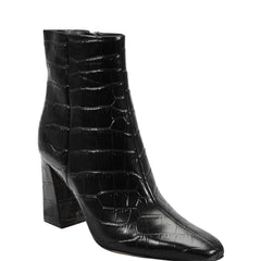 Marc Fisher Novella Block Heel Ankle Bootie | Embossed Black Croco Leather