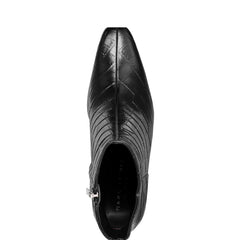 Marc Fisher Novella Block Heel Ankle Bootie | Embossed Black Croco Leather