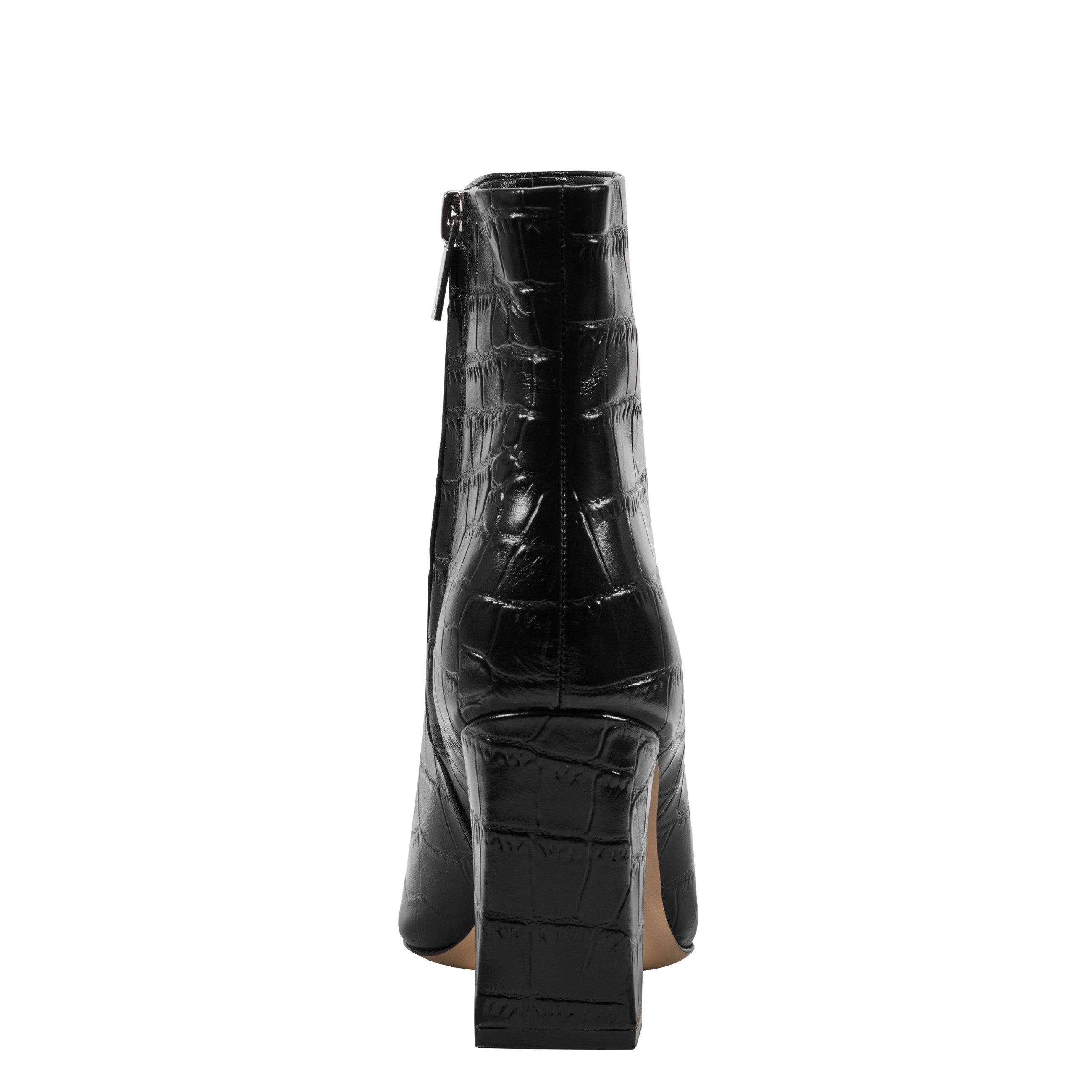 Marc Fisher Novella Block Heel Ankle Bootie | Embossed Black Croco Leather