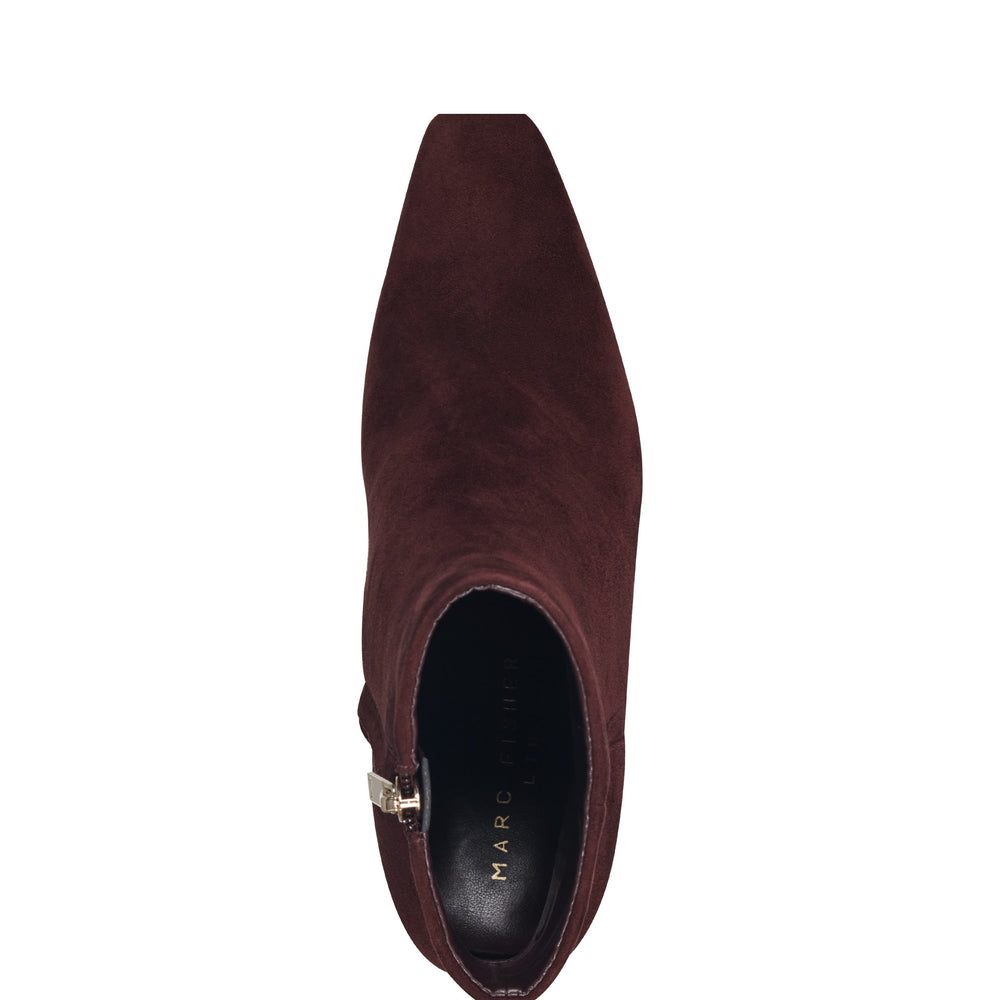 Marc Fisher Novella Block Heel Ankle Bootie | Dark Red Suede