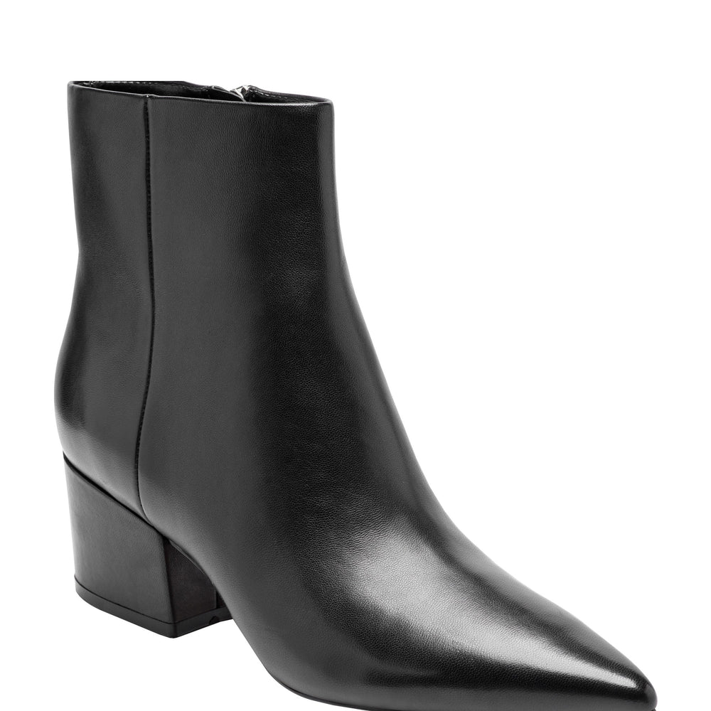 Marc Fisher Alfie Block Heel Ankle Bootie | Black Leather